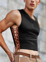 Mens Sheer Side Cutout Cropped Tank SKUL10655