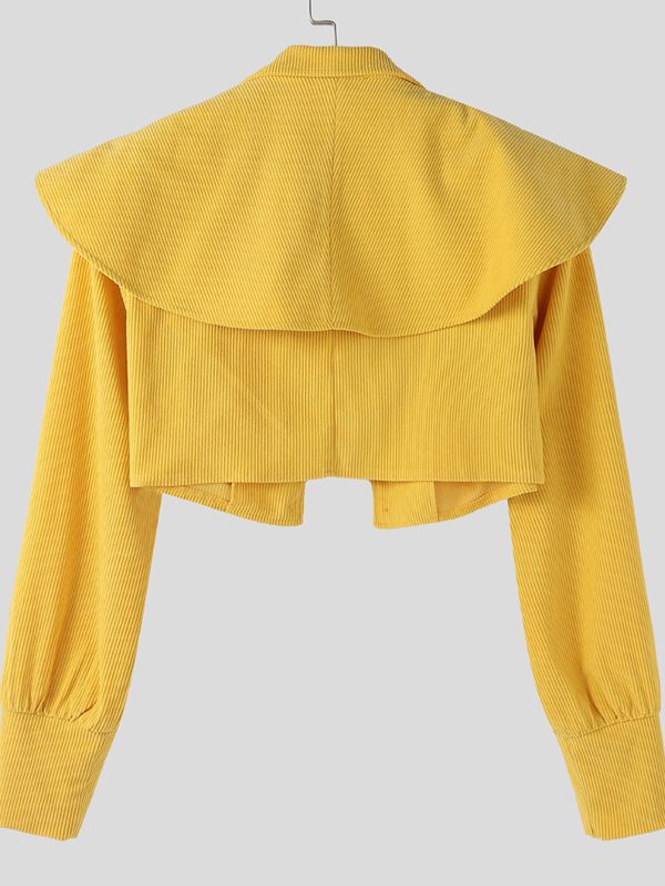 Men's Padded Shoulder Textured Cropped Long Sleeve Blazer SKUL40144