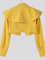 Men's Padded Shoulder Textured Cropped Long Sleeve Blazer SKUL40144