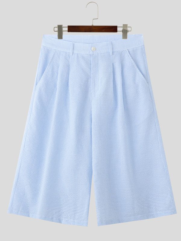 Men's Casual Plaid Wide Leg Short SKUL57697