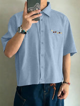 Men's Marled Button Short Sleeve Shirt SKUL55401