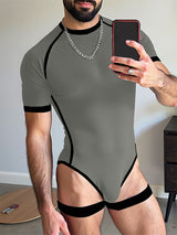 Men's Colorblock Crew Neck Short Sleeve Bodysuit SKUL21117