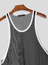 Mens Solid Color Sheer Mesh Casual Tank SKUL13013
