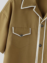 Men's Retro Camp Collar Piping Detail Boxy Short Sleeve Shirt SKUL60610