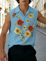 Men's Vintage Hawaiian Resort Aesthetic Floral Print Tank SKUL61917