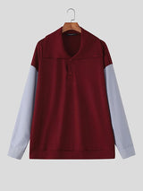 Men's Faux Two Piece Stripe Long Sleeve Shirt SKUL42539