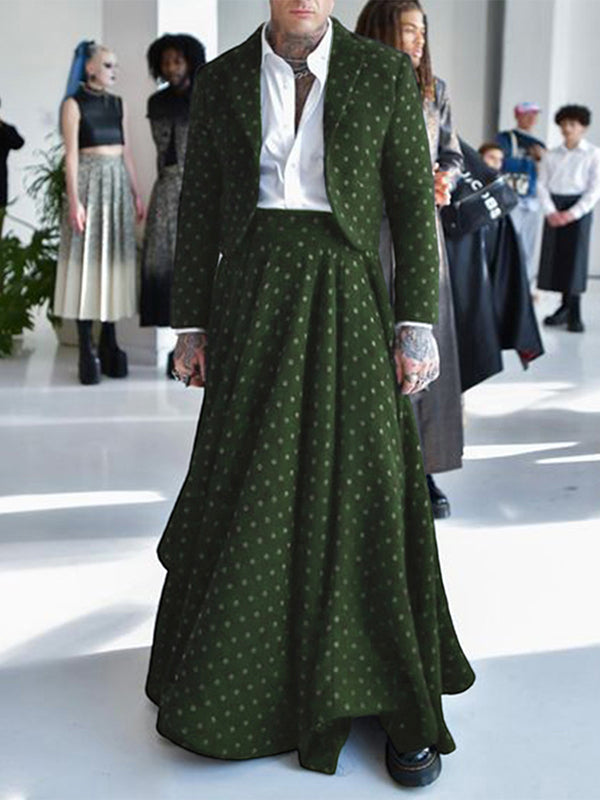 Men's Polka Dot Print Irregular Hem Two Pieces Outfit SKUL25725