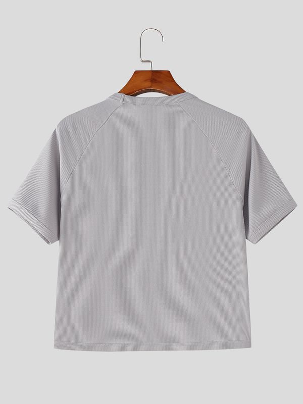 Men's Deconstructed Textured Short Sleeve T-shirt SKUL54623