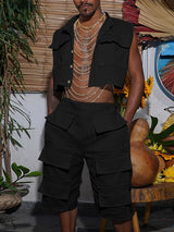 Men's Multi Pocket Casual Two Pieces Outfit SKUL54068