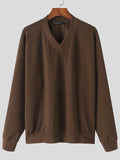 Mens Solid V-Neck Knit Casual Pullover Sweater SKUK41797
