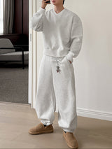 Men's Early Autumn Urban Casual V-Neck Two Pieces Outfit SKUL79635