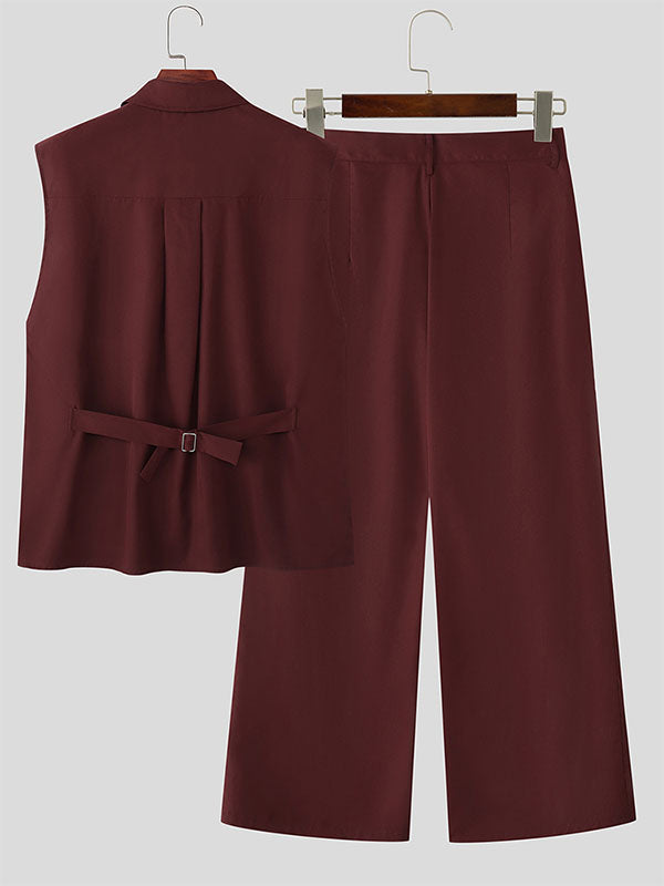 Men's Solid Color Casual Two Pieces Outfit SKUL26990