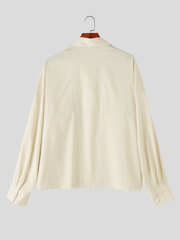 Mens 3D Floral Patchwork Striped Long Sleeve Shirt SKUL12496