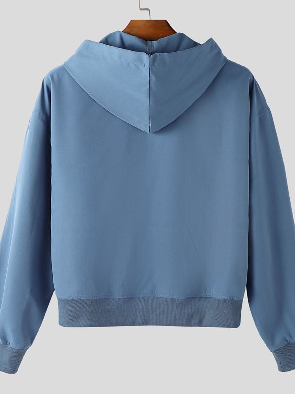 Men's Deconstructed Cropped Zip Long Sleeve Hoodie SKUL40098