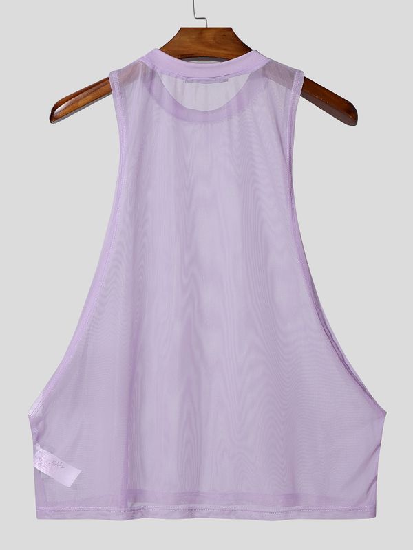 Men's Avant-Garde Sheer Mesh Sideless Extreme Drop Armhole Tank SKUL57085