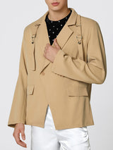 Mens Solid Color Slim-Fit Long-Sleeve Casual Blazer SKUK94140