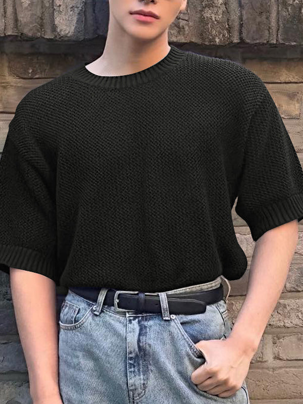 Mens Solid Color Hollow Short-Sleeve T-Shirt SKUL03119