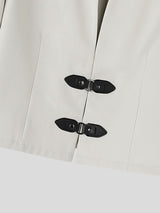 Men's Smart Chic Evening Gala Double Leather Buckle Notch Neckline Cropped Blazer SKUL86648