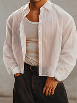 Mens Sheer Striped Long Sleeve Shirt SKUL09387