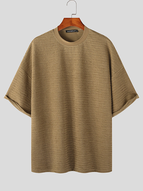 Mens Textured Loose Short Sleeve T-Shirt SKUK07572