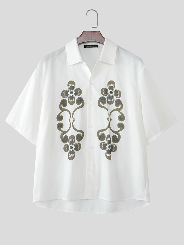 Men's Floral Print Short Sleeve Shirt SKUL21004