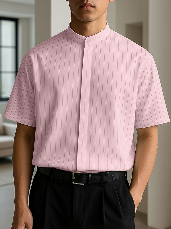 Mens Striped Casual Short Sleeve Shirt SKUL19083