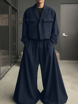 Men's Solid Color Loose Two Pieces Outfit SKUL40301