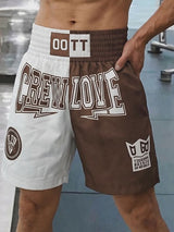 Men's American Streetwear Color-Block Letter Print Athletic Training Gym Short SKUL69395