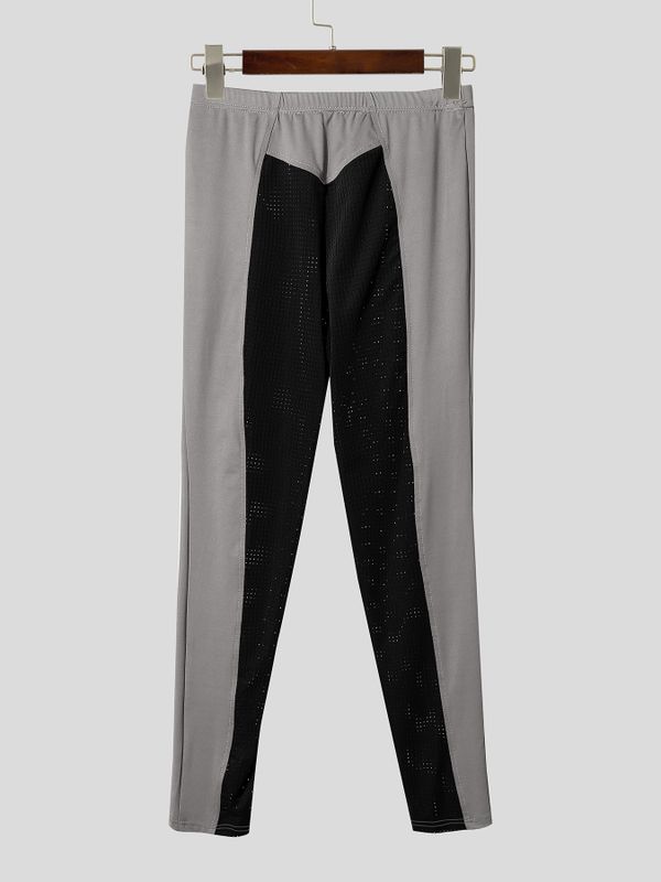 Men's Sexy Athletic Sport Home Lounge Colorblock See-Through V-Seam Pant SKUL86021