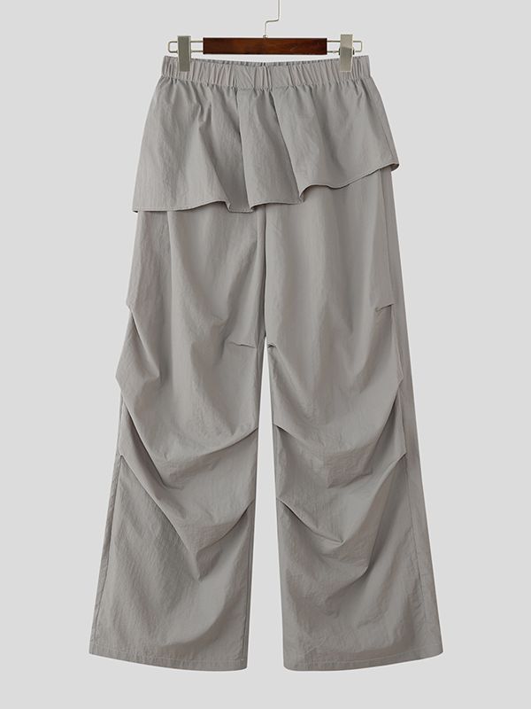 Men's Faux Two Piece Ruched Wide Leg Pant SKUL46111
