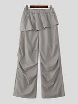 Men's Faux Two Piece Ruched Wide Leg Pant SKUL46111