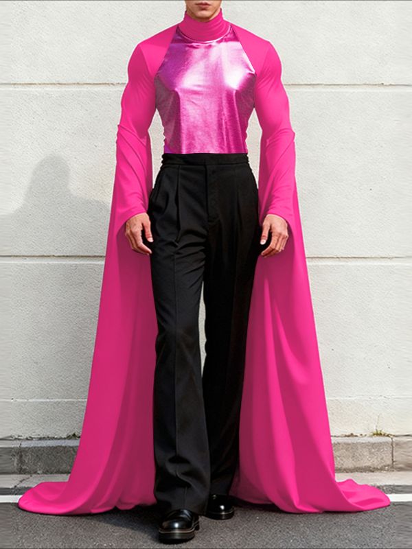 Men's Deconstructed Floor Length Hem Long Sleeve T-shirt SKUL48658