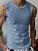 Men's Striped Textured Crew Neck Tank SKUL22475