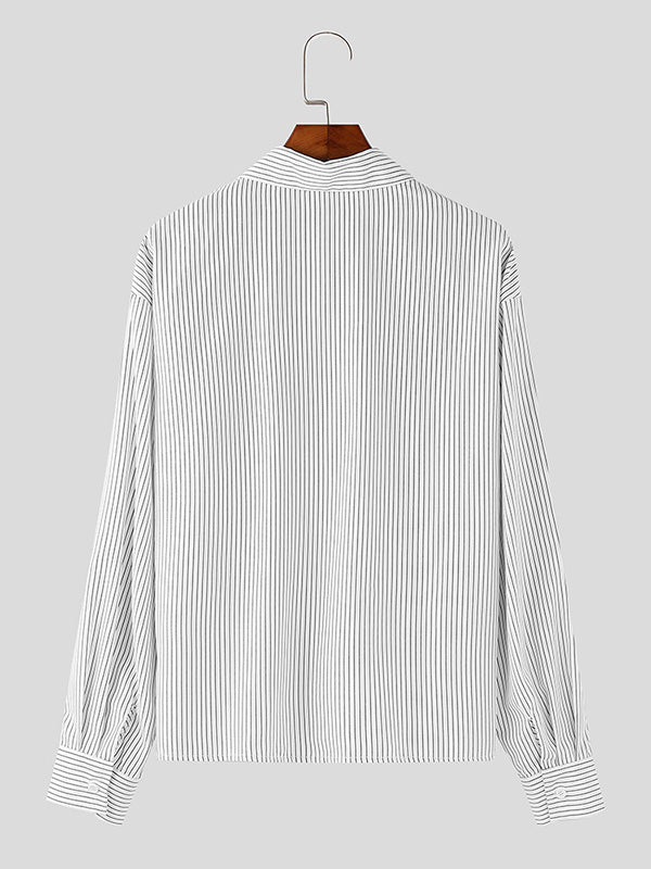 Mens Loose-Fit Striped Long Sleeve Shirt SKUK98830