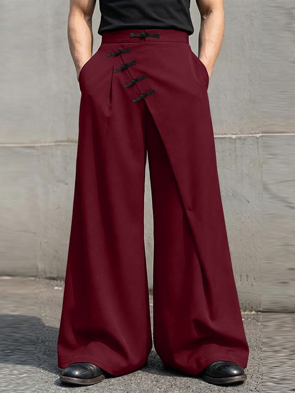 Men's Solid Color Frog Button Pant SKUL58740