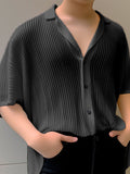 Mens Solid Texture Lapel See Through Shirt SKUK50870