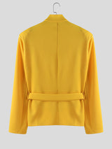 Men's Solid Color Hollow Out Long Sleeve Blazer SKUL27321