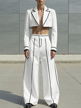 Men's Colorblock Piped Cropped Casual Two Pieces Outfit SKUL24201