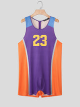 Men's Number Print Colorblock Bodysuit SKUL18798