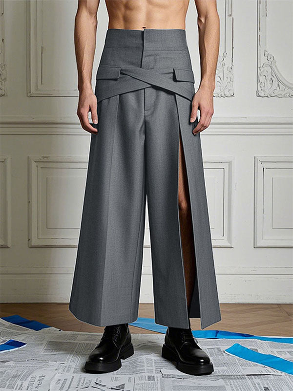 Mens Solid Color Wide-Leg Split Pant SKUK97759