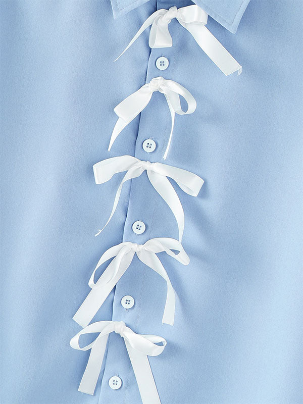 Men's Bow Patchwork Colorblock Long Sleeve Shirt SKUL24200