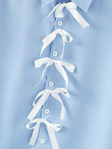 Men's Bow Patchwork Colorblock Long Sleeve Shirt SKUL24200