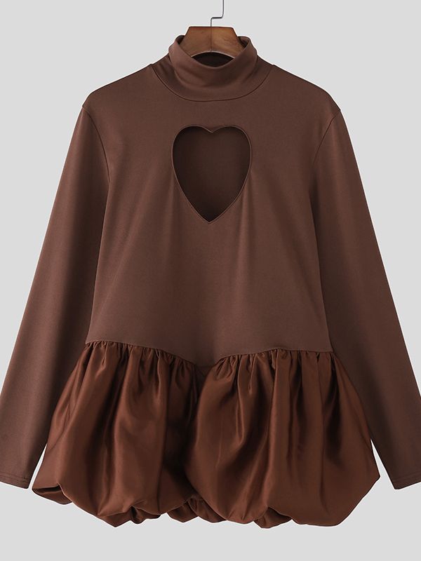 Men's Heart Cut Princess Hem Long Sleeve T-shirt SKUL38701