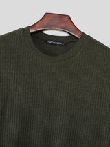 Men's Solid Color Textured Long Sleeve Sweater SKUL29705