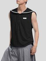 Men's Solid Color Sailor Collar Casual Tank SKUL50154