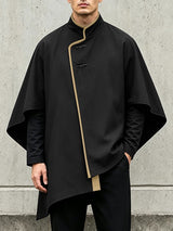 Men's Neo-Chinese Avant-Garde Asymmetrical Hemline Cape Shirt SKUL79043