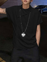 Men's Deconstructed Asymmetric Collar Short Sleeve Shirt SKUL53029