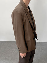 Men's Versatile Padded Shoulder Texture Long Sleeve Blazer SKUL33872