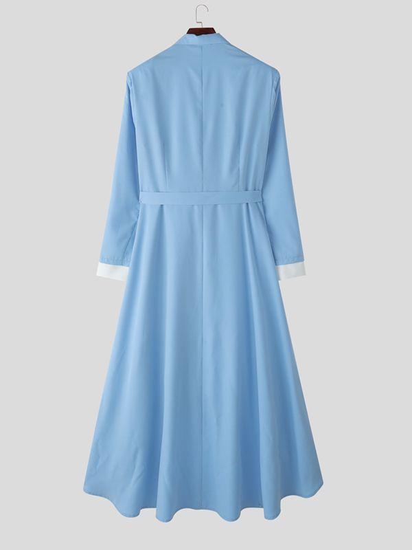 Men's Irregular Pleated Hem Color Block Long Sleeve Blazer SKUL36526