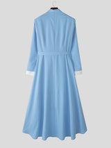 Men's Irregular Pleated Hem Color Block Long Sleeve Blazer SKUL36526